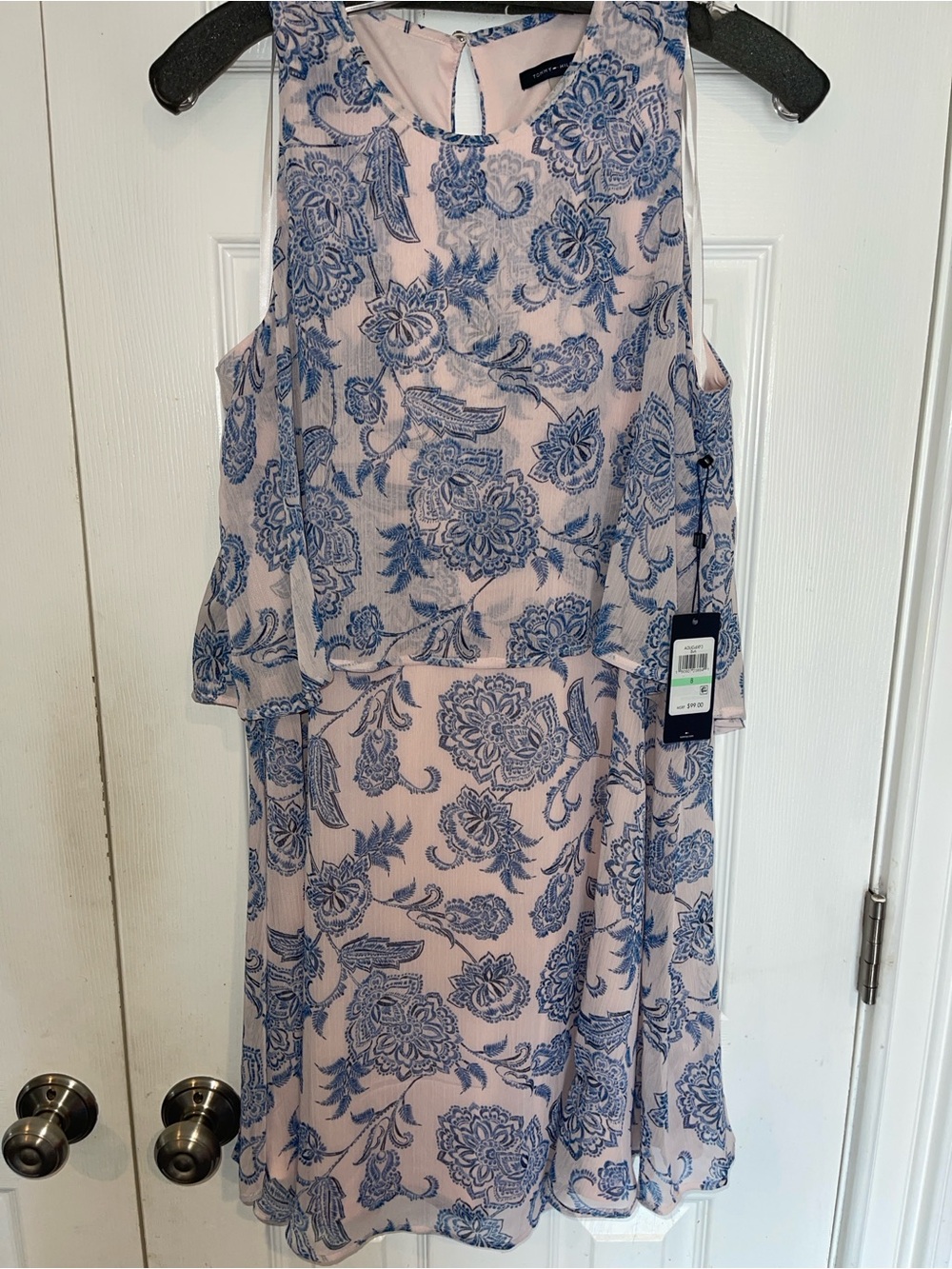 TOMMY HILFIGER Pink and Blue Sleeveless Floral Overlay Dress Sz 8 SKU: 0916-27